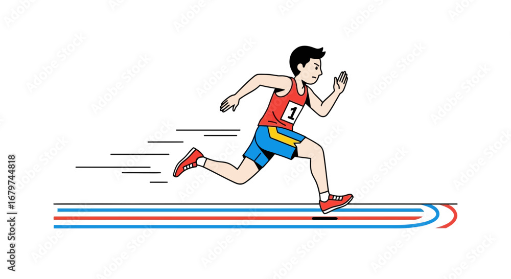 Obraz premium Athlete Sprinting On Track, Representing Speed, Competition, And Physical Prowess In Action