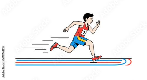 Athlete Sprinting On Track, Representing Speed, Competition, And Physical Prowess In Action