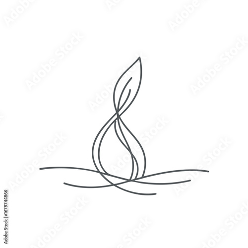 Simple Plant Line Art Illustration.