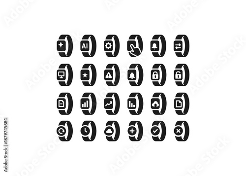 vector solid black filled icons Stretch (Advanced) stretchband smart stretchband ai stretchband auto stretchband manual stretchband synced stretchband unsynced stretchband monitor.