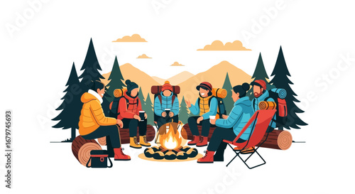 Campfire Stories: A Gathering Of Adventurers Sharing Moments In The Wilderness