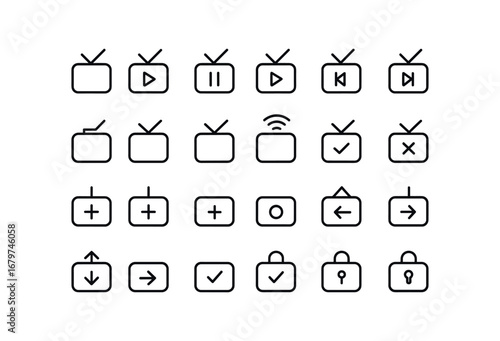 vector outline icons Streaming Box (Basic) streambox icon streambox play streambox pause streambox streambox forward streambox rewind streambox open streambox closed streambox active.