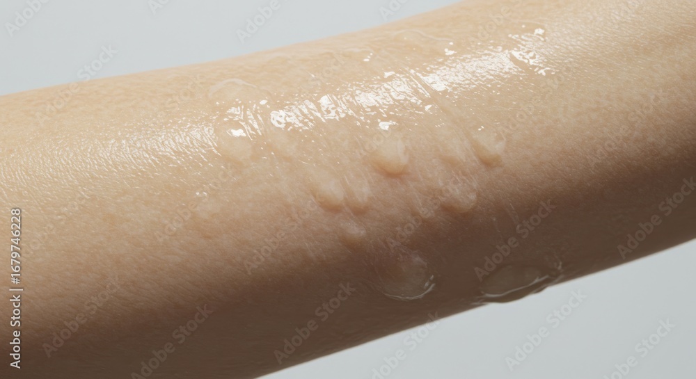 Fototapeta premium Close-up of Skin with Hives - Allergic Reaction, Inflammation, and Texture Detail.
