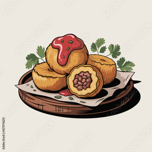 Papas Rellenas Colombianas con Salsa Roja