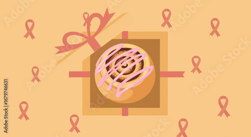 Baked Good Displayed With Awareness Ribbons In A Sweet And Delicate Presentation