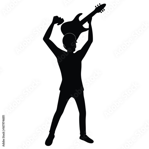 Guitarist Raising Guitar Above Head Icon