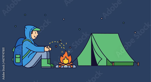 Camping Under The Stars With A Warm Campfire And A Cozy Tent Adventure