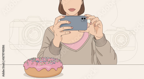 Capturing Sweet Moments: A Digital Photograph of a Donut And A Casual Portrait.