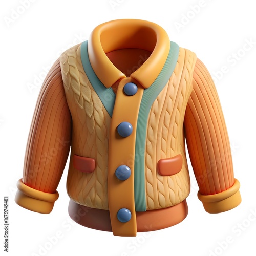 Cozy knitted sweater with blue buttons and pockets for warmth and style