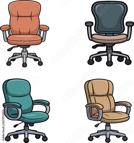 Luxury office chair vector illustrations