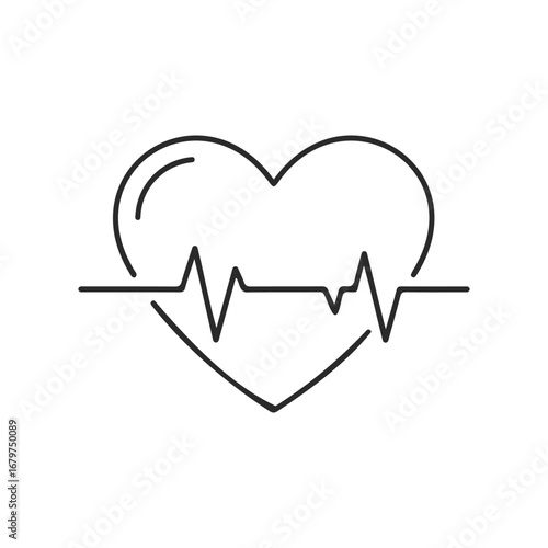 Minimalist heart with ecg line symbolizing health and wellness