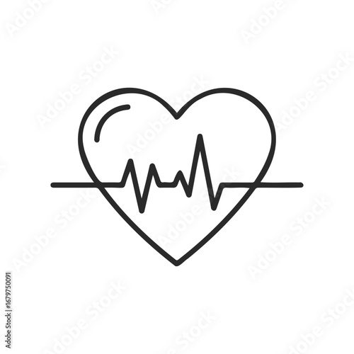 Heart shaped ecg line illustration showing cardiogram design for health concepts