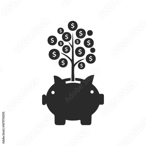 Piggy bank with money tree symbolizing financial growth
