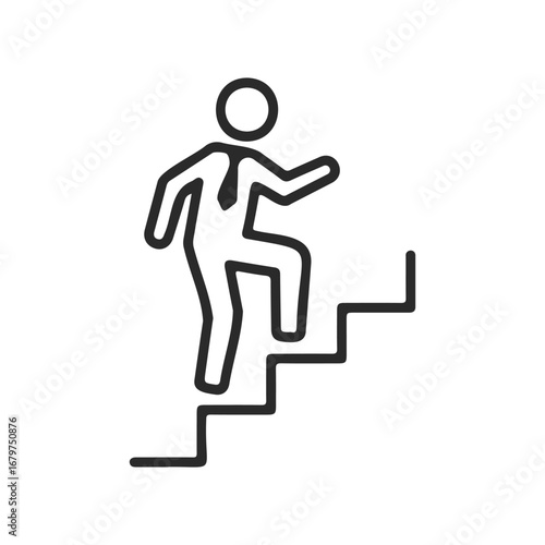 Outline of person in business attire climbing steps
