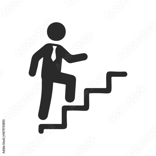 Silhouette of businessperson climbing stairs, symbolizing career progression