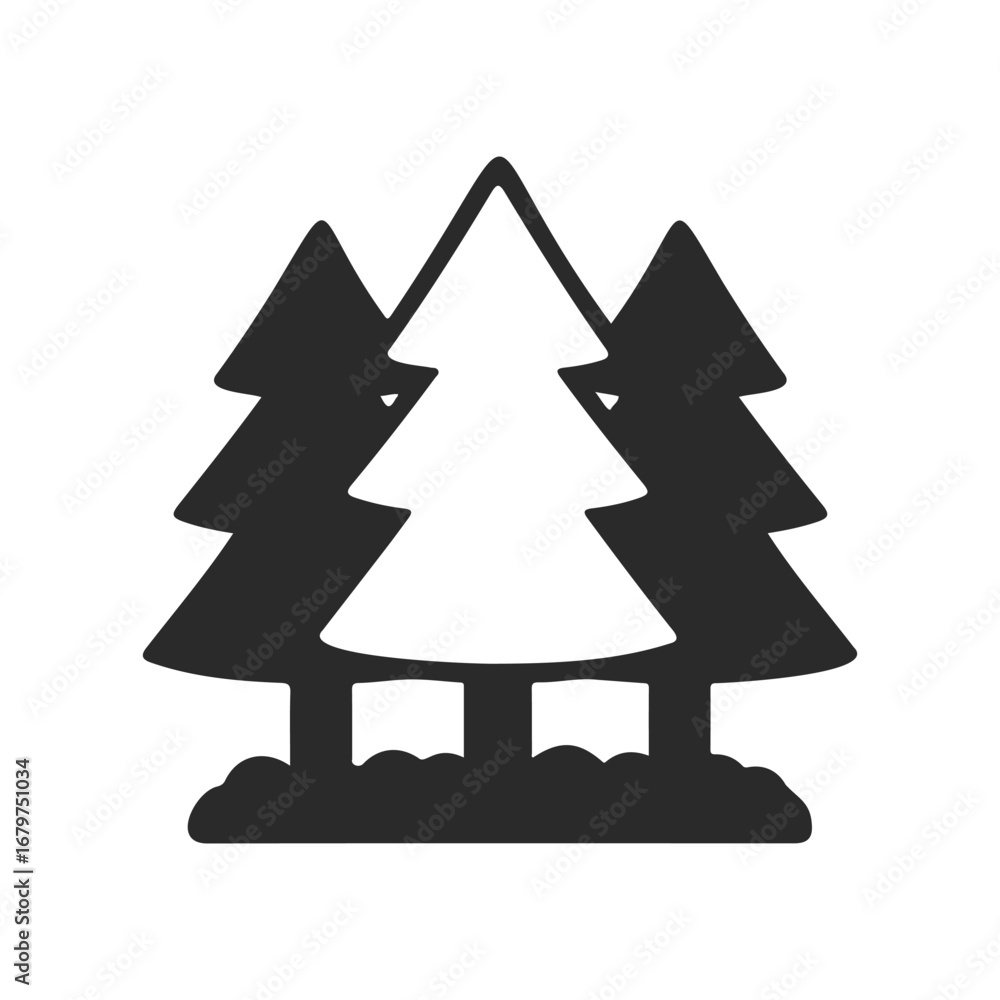 Fototapeta premium Minimalist black and white pine tree symbol