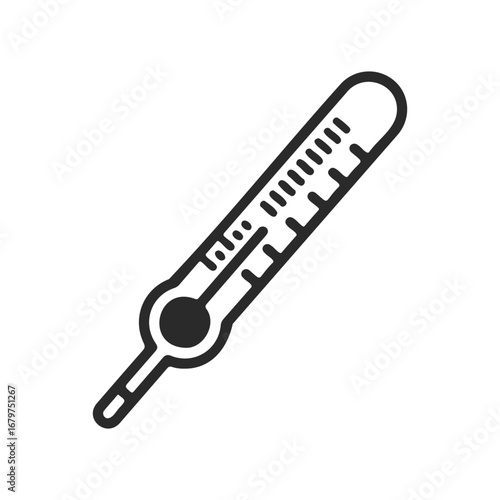 Black and white thermometer icon for temperature measurement