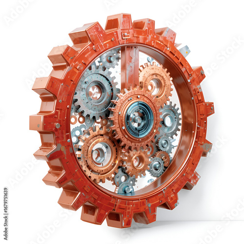 3D-Illustration of Gears on White Background