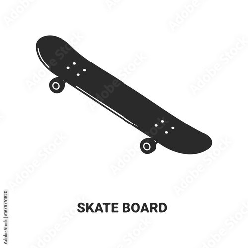 Black skateboard icon on white background