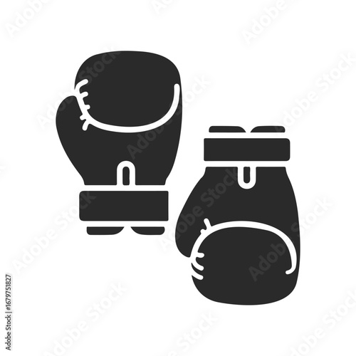 Silhouette of boxing gloves on white background