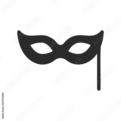 Black masquerade mask silhouette with handle