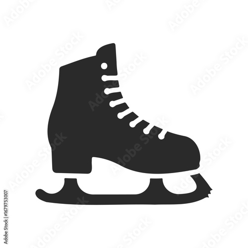 Black ice skate silhouette on white background
