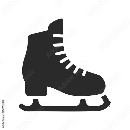 Silhouette of ice skate icon on white background for winter sports