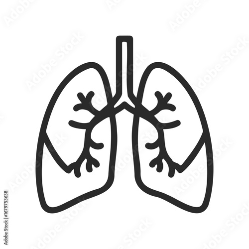 Outline illustration of human lungs in black and white