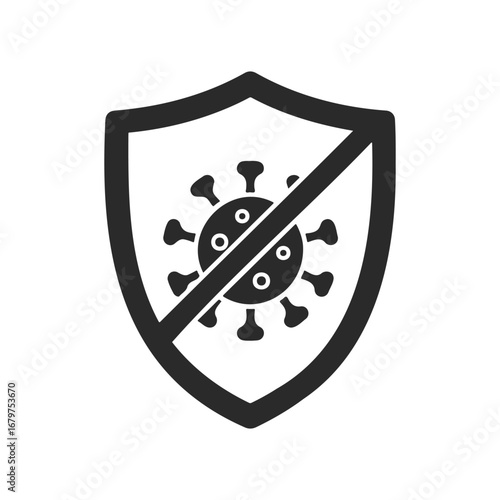 Shield icon with virus symbol depiction for protection themes