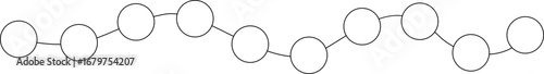 Artistic freeform path with connected circular elements following an irregular curving structure.