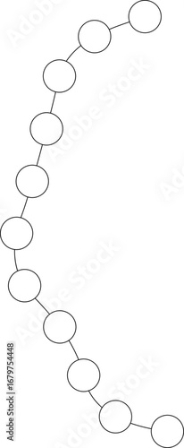 Abstract vector element featuring a smoothly flowing line with connected circular points, forming an organic movement-based sequence.