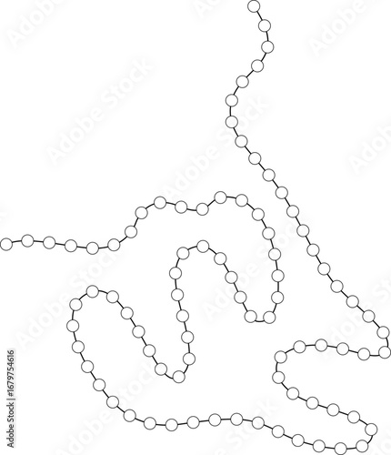 Gently bending line composed of circular dots, forming a smooth and dynamic arc.