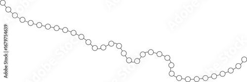A series of interconnected circular elements forming a structured yet fluid zigzag wave.