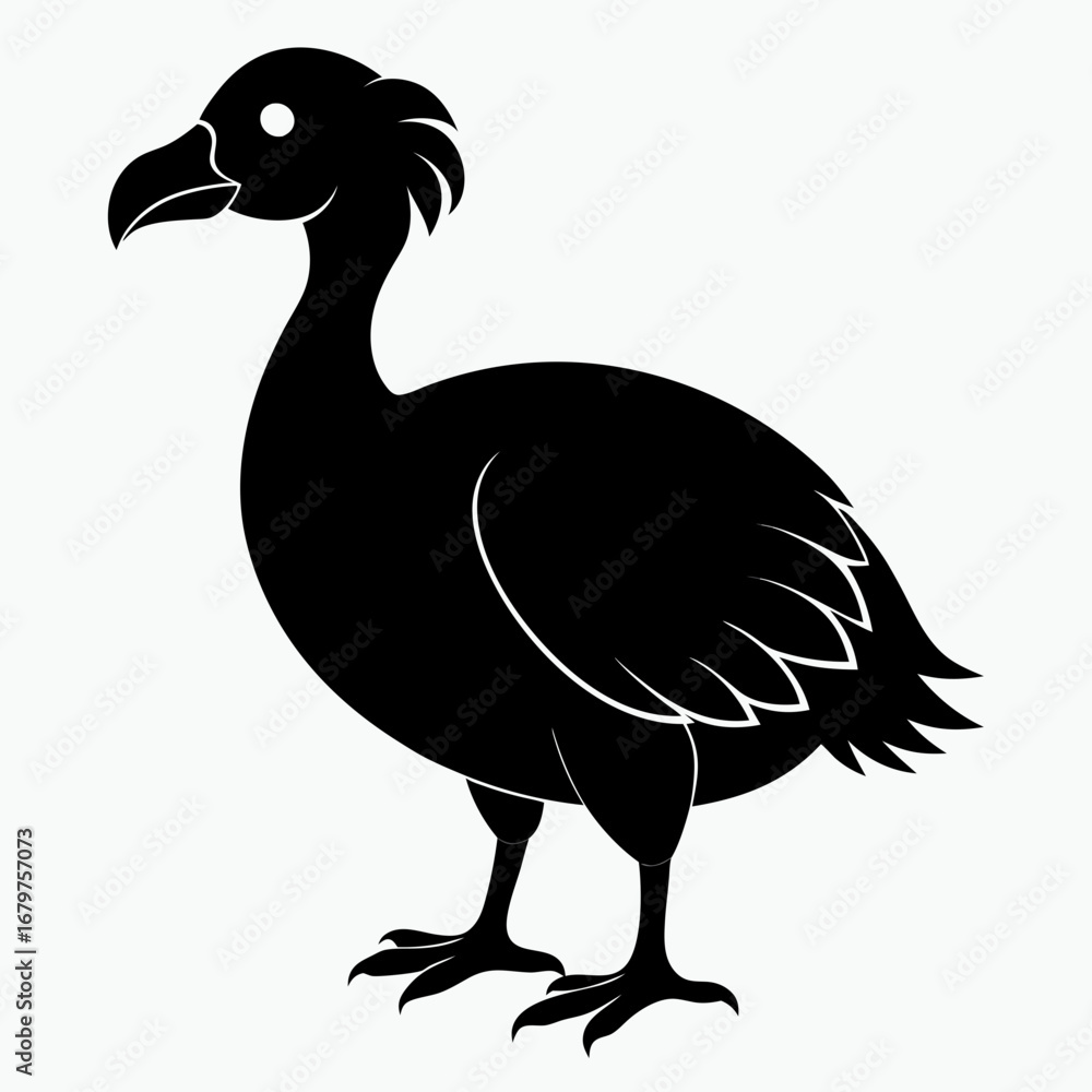 Fototapeta premium Simple Dodo Vector Illustration in Black Silhouette
