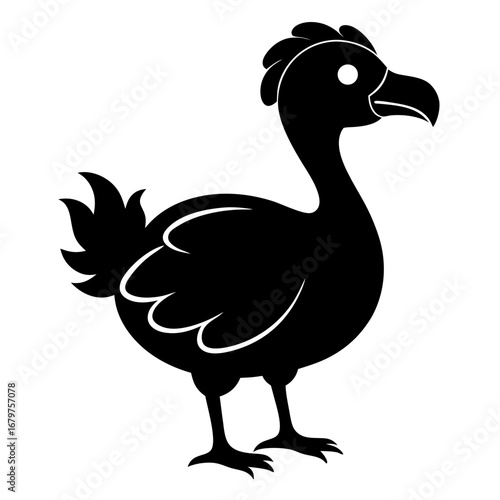 Simple Dodo Vector Illustration in Black Silhouette
