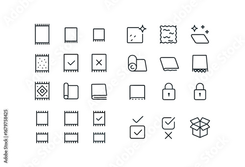 vector outline icons Rug (Basic) rug icon rug small rug large rug new rug old rug clean rug dirty rug valid rug invalid rug active rug inactive rug rolled rug unrolled rug plain rug.