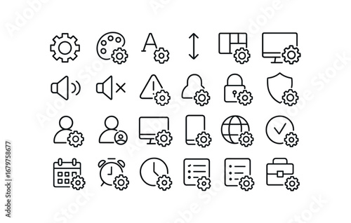 vector outline icons Preferences (Options) preferences theme preferences color preferences font preferences size preferences layout preferences view preferences display preferences sound.