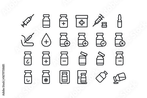 vector outline icons Vaccine (Basic) vaccine icon vaccine vial vaccine bottle vaccine box vaccine syringe vaccine ampule vaccine shot vaccine drop vaccine add vaccine remove vaccine valid.