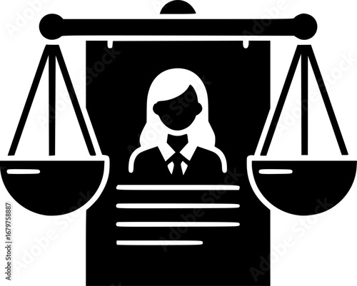 Silhouette vector of ethics in AI scale icon representing balance, fairness, justice, and responsible technology.
