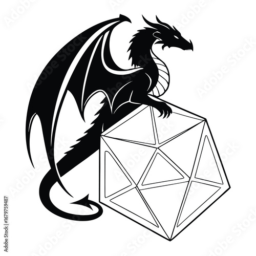 Dragon perched on frozen jewel silhouette