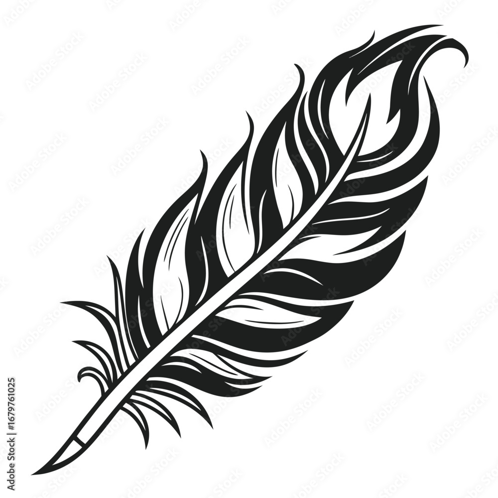 Obraz premium Phoenix feather glowing in frozen flame silhouette