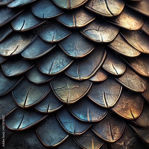 Wallpaper Mural Close-up of metallic scales with intricate texture Torontodigital.ca