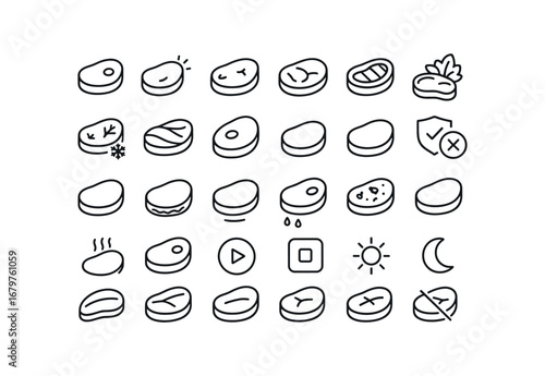 vector outline icons Beef (Basic) beef icon beef new beef old beef beef cooked beef fresh beef beef sliced beef whole beef small beef large beef plain beef ornate beef clean beef dirty beef.