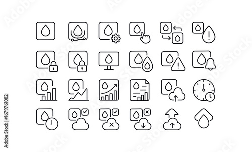 vector outline icons Lagoon (Advanced) lagoon smart lagoon ai lagoon auto lagoon manual lagoon synced lagoon unsynced lagoon secure lagoon unsecure lagoon monitor lagoon track lagoon alert.