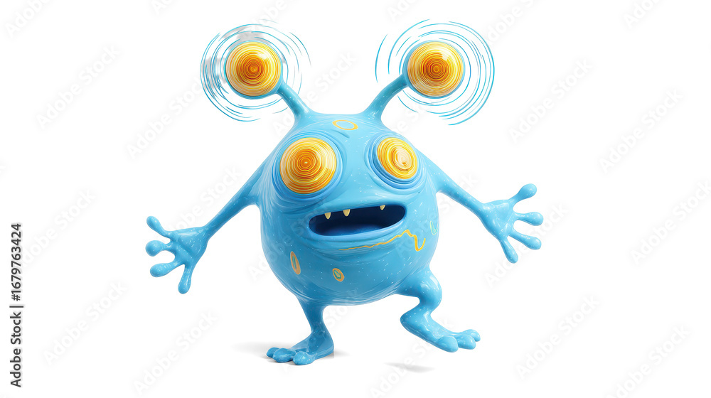 Obraz premium dizzy cartoon-style light blue alien