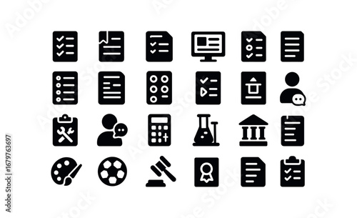 vector solid black filled icons Class Test (Types) classtest quiz classtest exam classtest paper classtest online classtest offline classtest multiple classtest single classtest mcq.