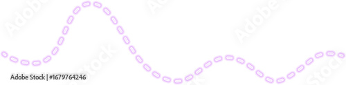 Curved, dashed stroke with a smooth, flowing motion and a glowing neon purple effect.