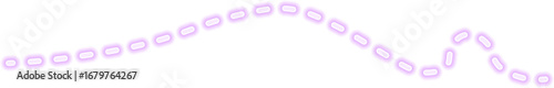 Glowing neon purple dashed line forming a smooth and gentle wave with a futuristic and abstract design.