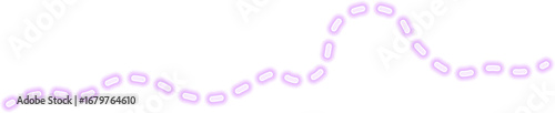 Softly curved hand-drawn stroke with a glowing neon purple dashed effect.