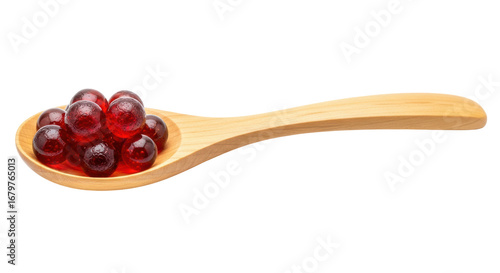 Fotografie Isolated Red Tapioca Pearls in Spoon